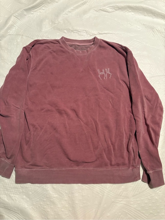 Tops - Women’s Sweatshirt Size Large Mauve Pink Peace Sign Crewneck Pullover
